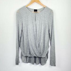 Heather Grey Long Sleeve Twist Front Long Sleeve Top Women's Size Medium M